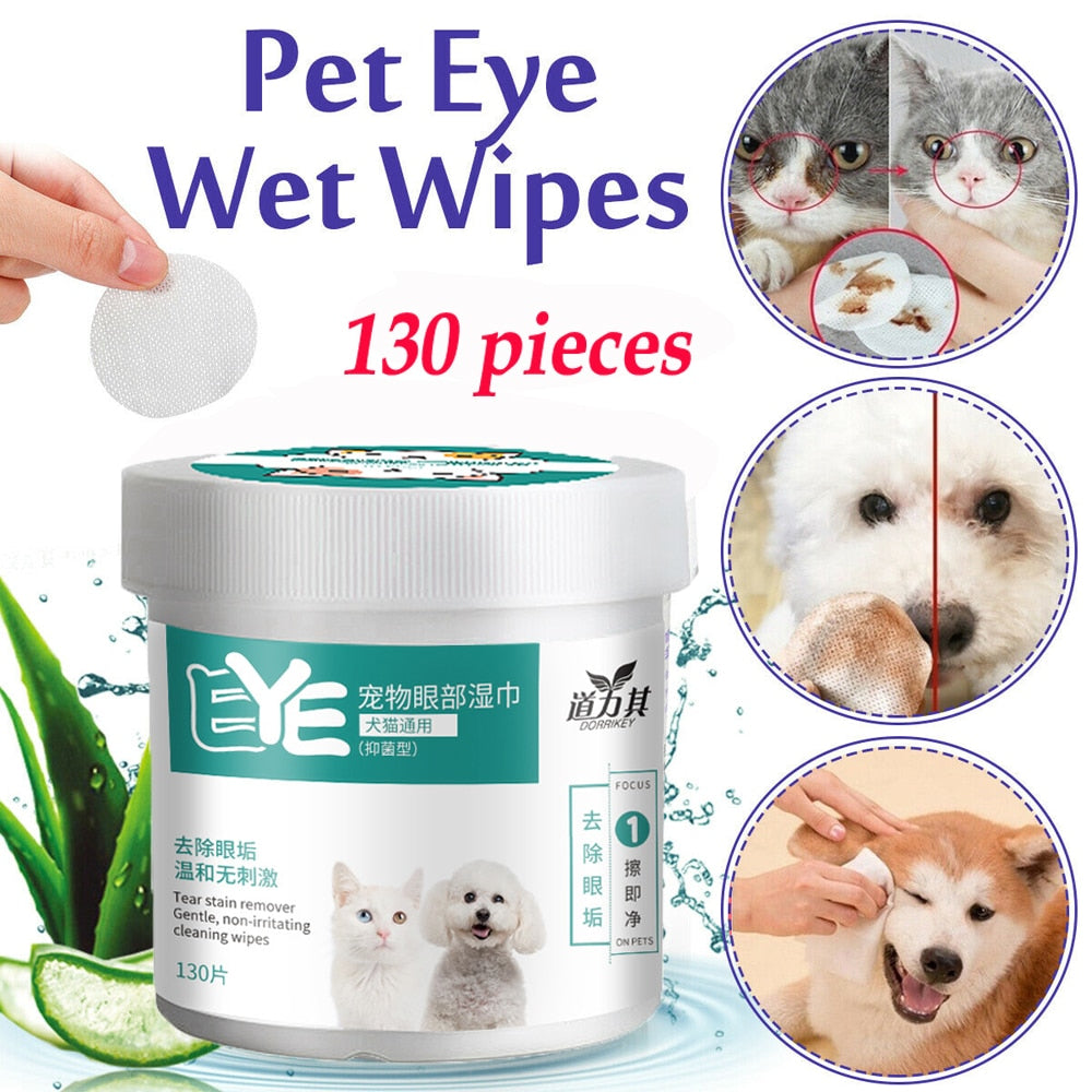 UNSCENTED COTTON EYE AND EAR WET WIPES FOR CATS AND DOGS